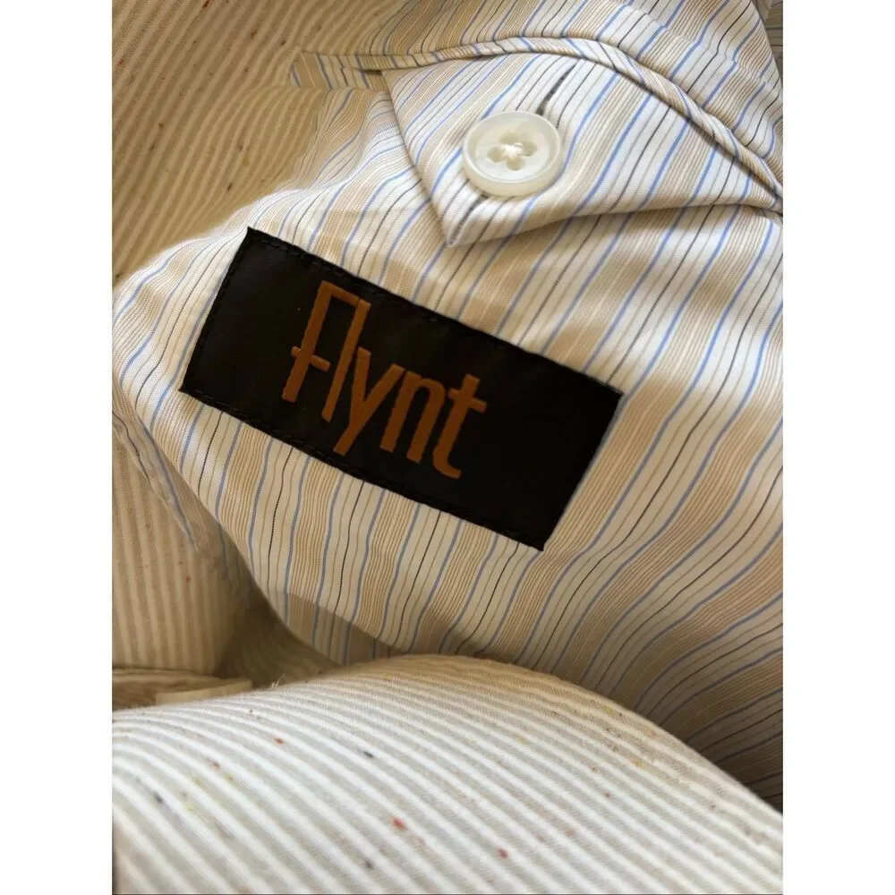 Flynt Babbit Cotton Silk Sport Coat Blazer Size 44R Cream Tailored